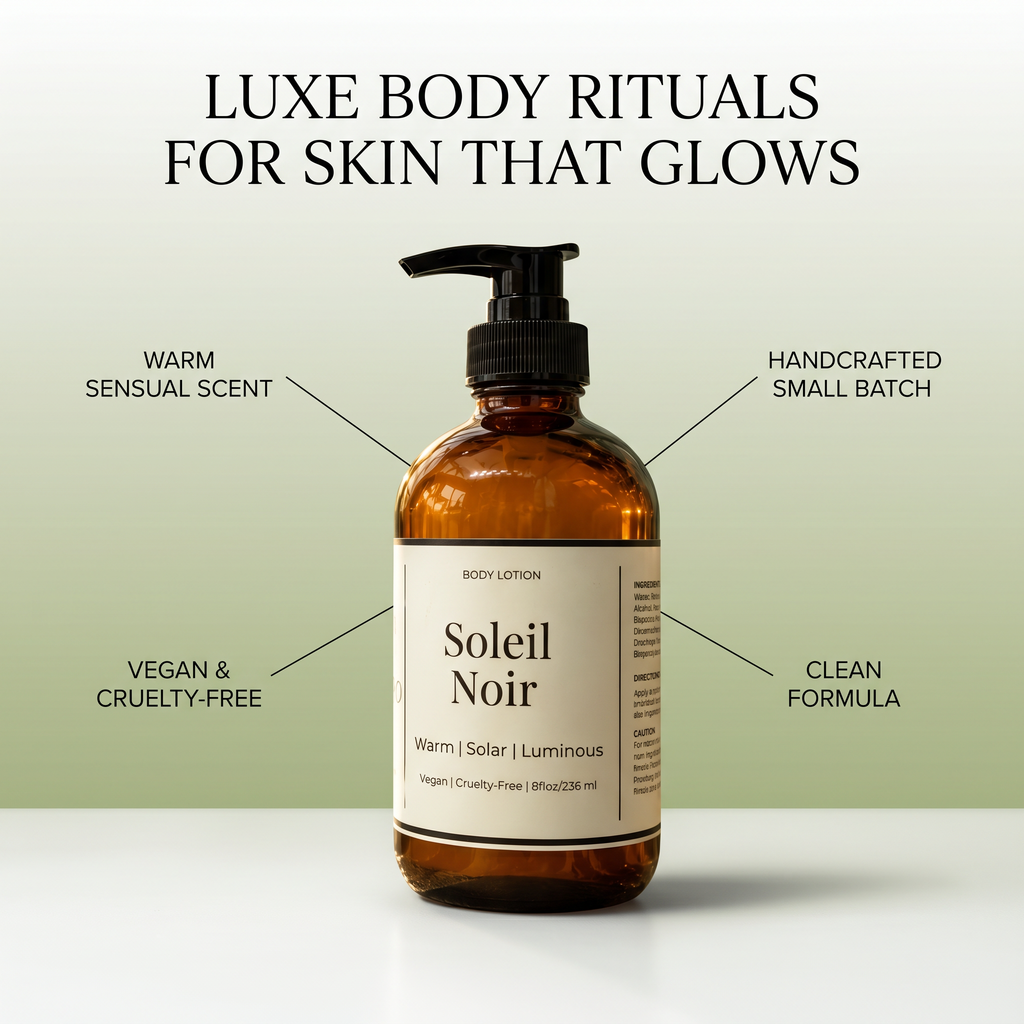 Warm Scented Body Lotion | Soleil Noir Luxury Moisturizer for Dry Skin | Aloe Vera Body Lotion | Vegan 8 oz Pump | VIVENZA