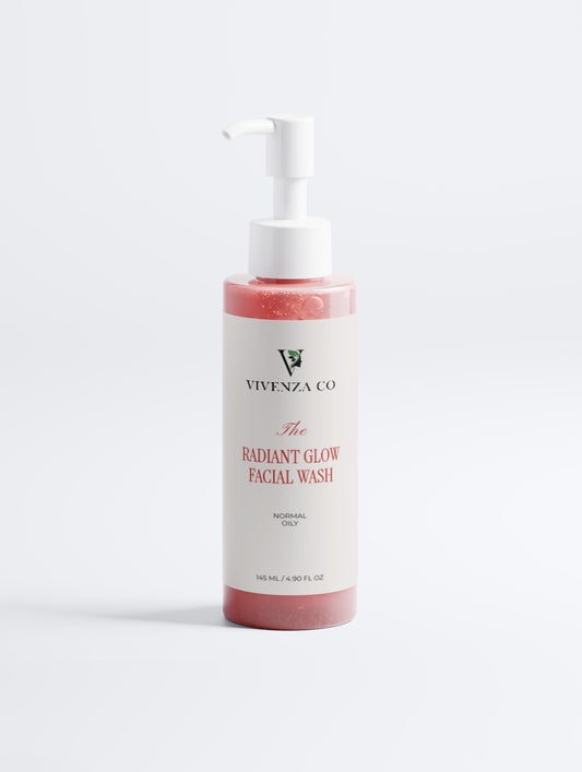 VIVENZA CO- Radiant Glow Facial Wash – Gentle Hydrating Cleanser for Oily & Normal Skin | Aloe, Blackberry Extract & Natural Ingredients