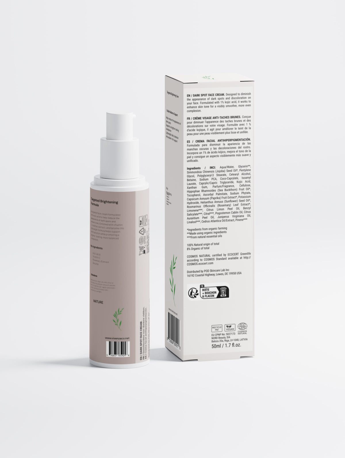VIVENZA CO Brightening Face Cream with Kojic Acid & Vitamin C – Hydrating Cream for More Even-Looking Skin