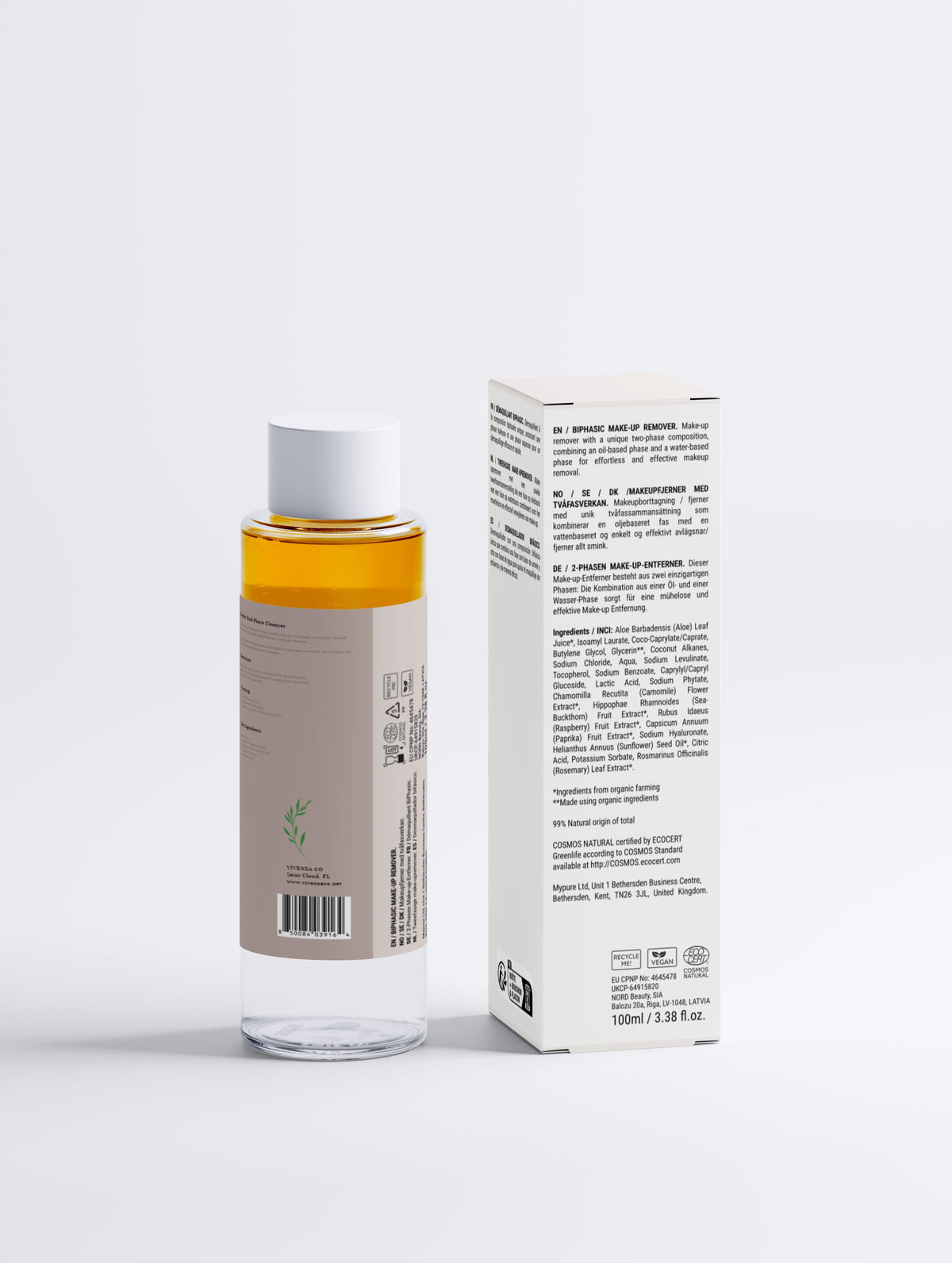 VIVENZA CO Bi-Phasic Make-Up Remover – Fragrance-Free Dual-Phase Cleanser