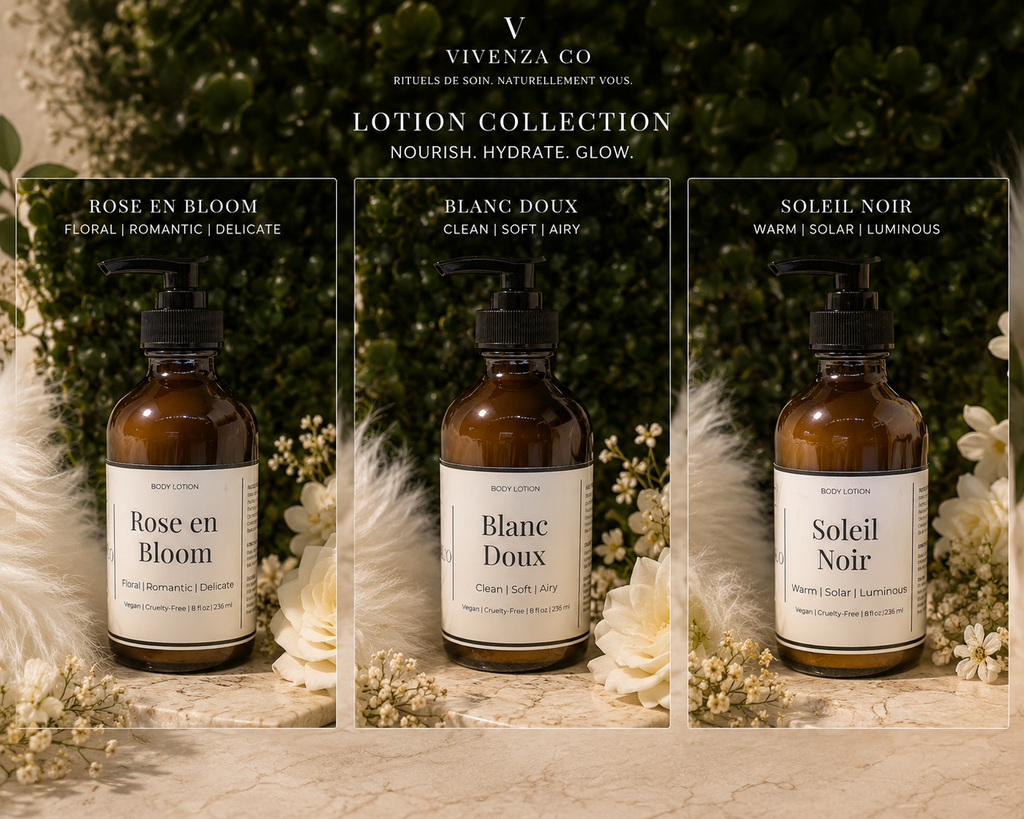 Warm Scented Body Lotion | Soleil Noir Luxury Moisturizer for Dry Skin | Aloe Vera Body Lotion | Vegan 8 oz Pump | VIVENZA