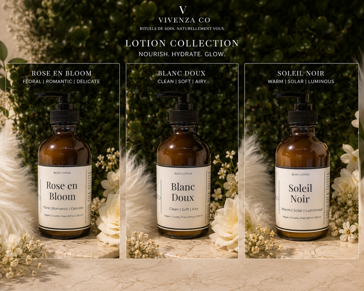 Warm Scented Body Lotion | Soleil Noir Luxury Moisturizer for Dry Skin | Aloe Vera Body Lotion | Vegan 8 oz Pump | VIVENZA