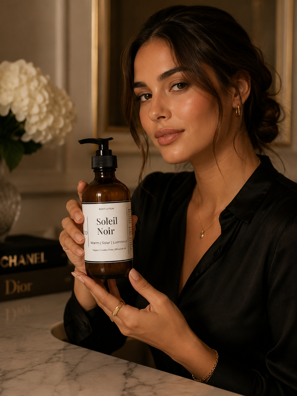 Warm Scented Body Lotion | Soleil Noir Luxury Moisturizer for Dry Skin | Aloe Vera Body Lotion | Vegan 8 oz Pump | VIVENZA