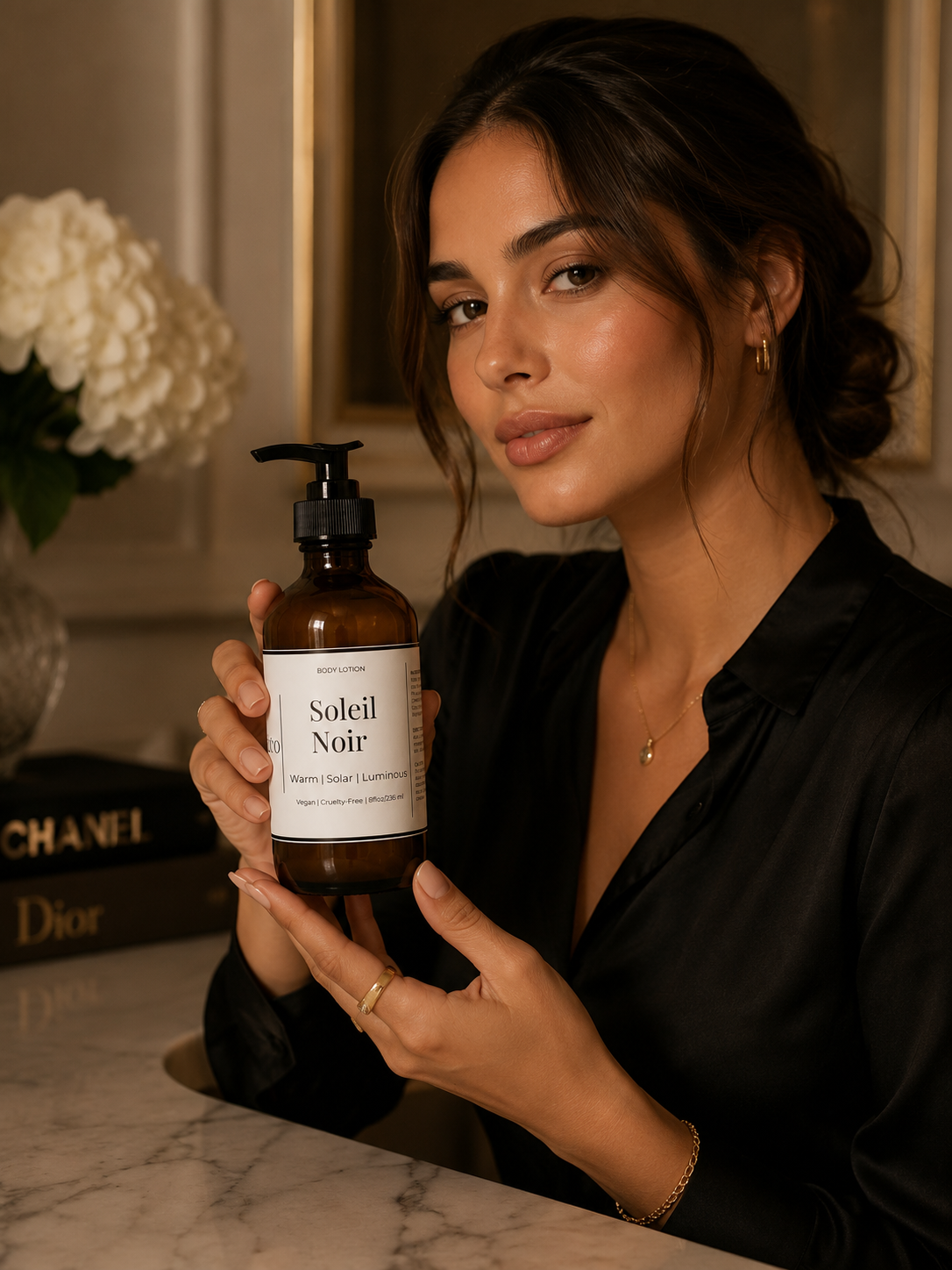 Warm Scented Body Lotion | Soleil Noir Luxury Moisturizer for Dry Skin | Aloe Vera Body Lotion | Vegan 8 oz Pump | VIVENZA