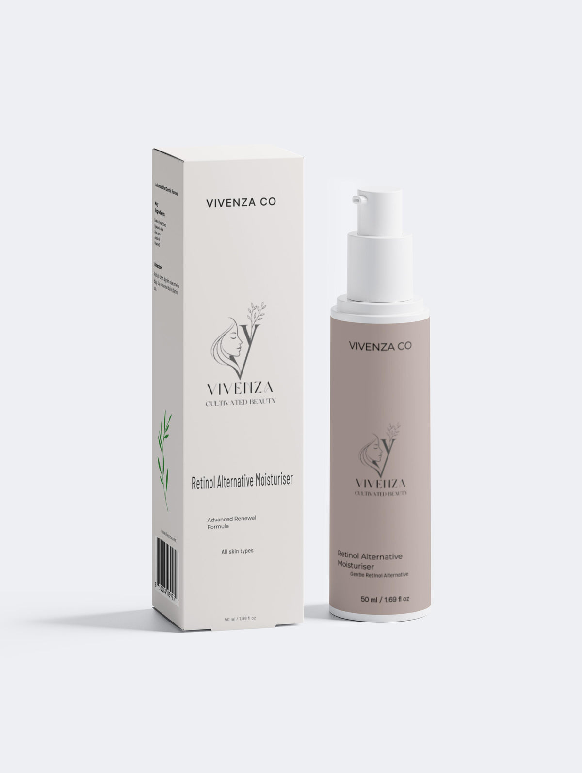 VIVENZA CO Retinol Alternative Moisturiser – Hydrating Cream with Bidens Pilosa | COSMOS Natural Certified | 50g / 1.76 oz