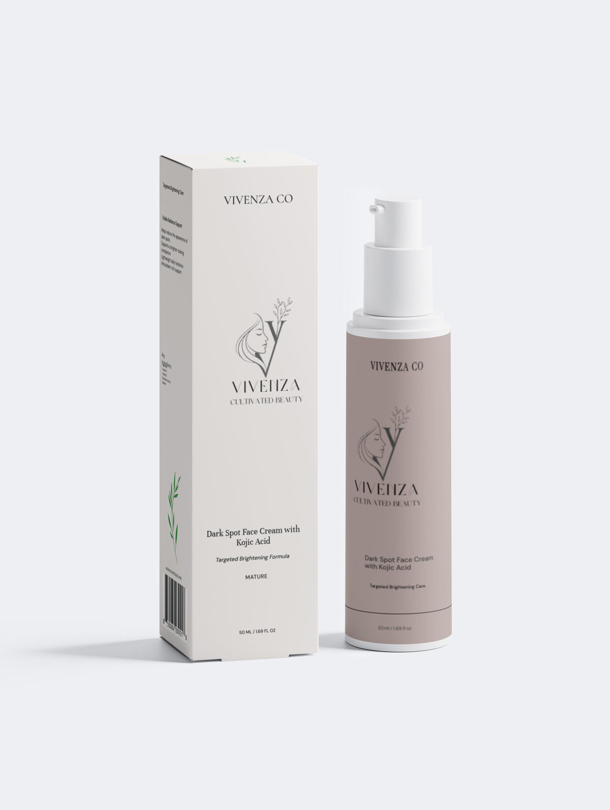 VIVENZA CO Brightening Face Cream with Kojic Acid & Vitamin C – Hydrating Cream for More Even-Looking Skin