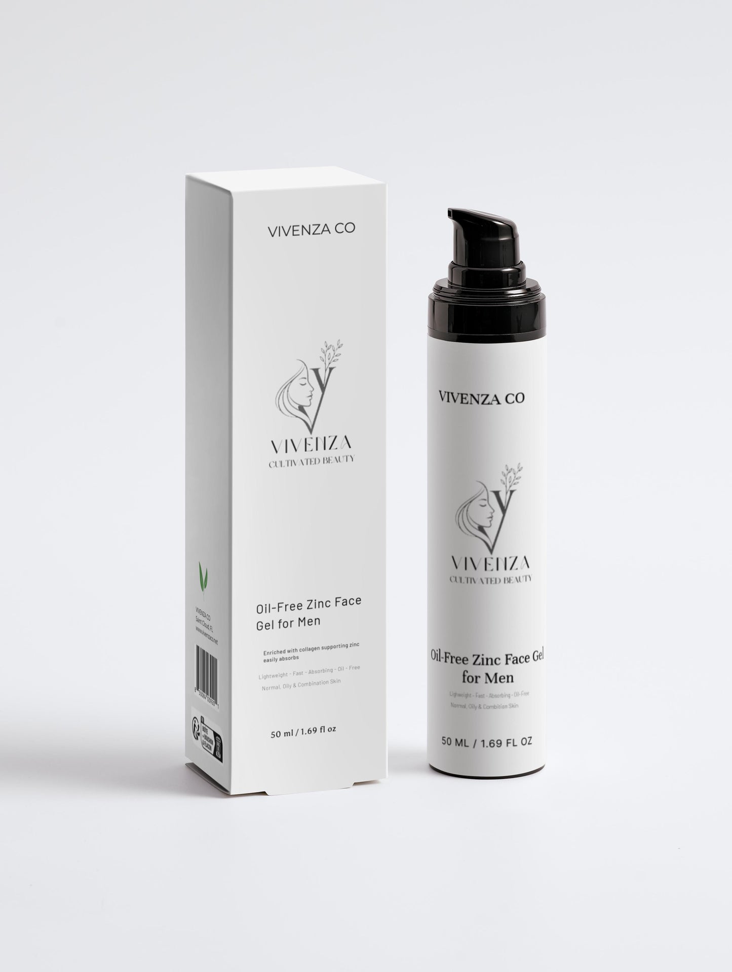 VIVENZA CO Men’s Oil-Free Gel Moisturizer – Lightweight Hydrating Face Cream with Zinc